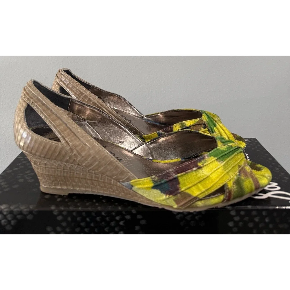 NEW Sam Edelman FAITH open toe Platform Wedges Sandals size 7M Snake skin